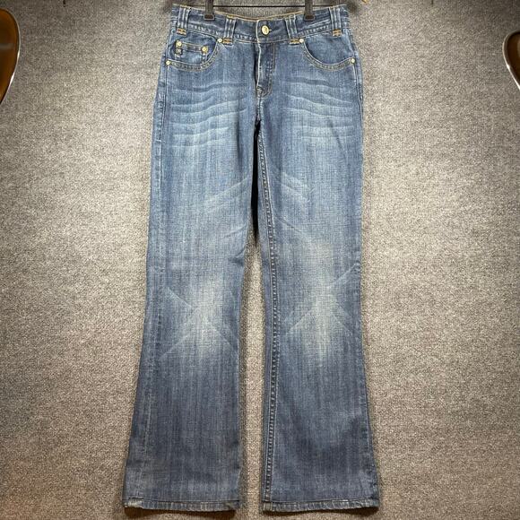 Rock And Roll Cowgirl Jeans 29X32 Blue Denim Straight Leg Western Rhinestone - Picture 1 of 13